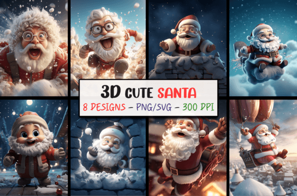 3D Christmas Backgrounds - Santa SVG: Elevate Your Holiday Designs