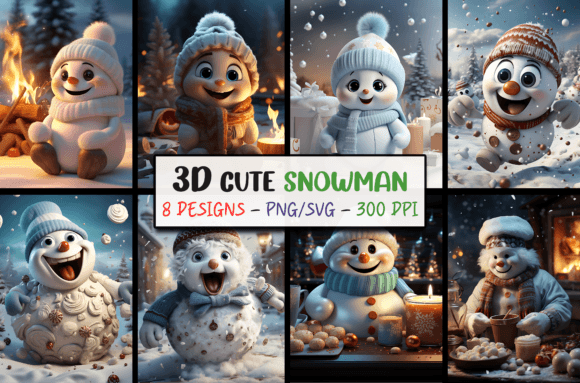 3D Christmas Backgrounds - Snowman SVG: Festive Design Assets