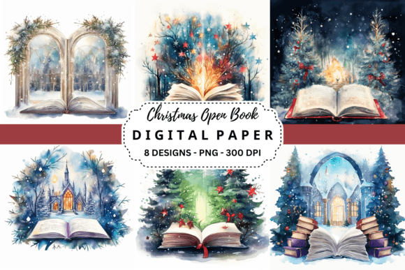 Christmas Open Book Backgrounds: A Storytelling Design Asset