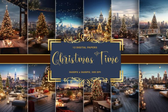 Cityscape Christmas Backgrounds for Your Projects