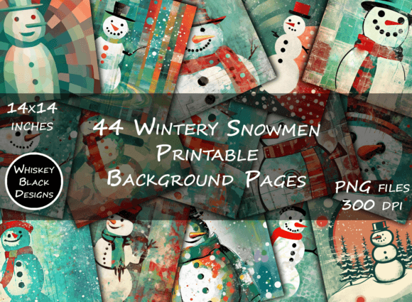 Cute Retro Snowman Art Backgrounds: Vintage Holiday Cheer