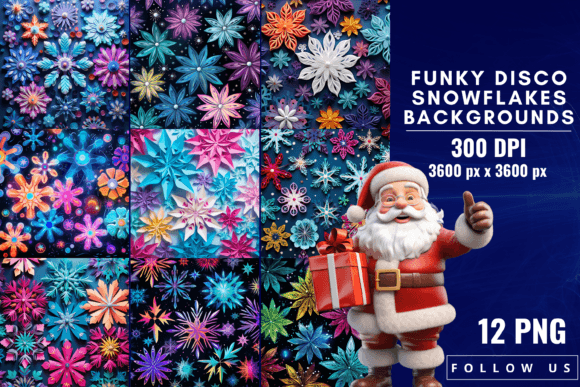 Dazzle Your Designs: Funky Disco Snowflakes Backgrounds