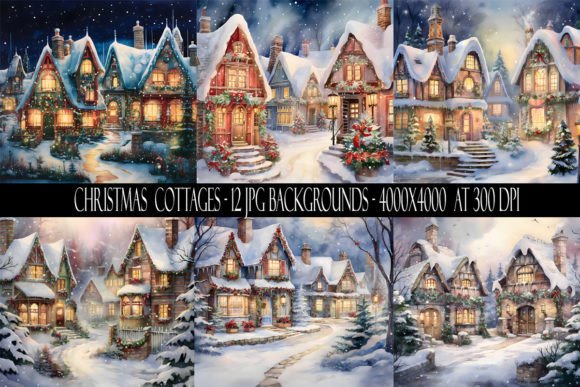Enchanting Christmas Cottage Backgrounds for Your Projects