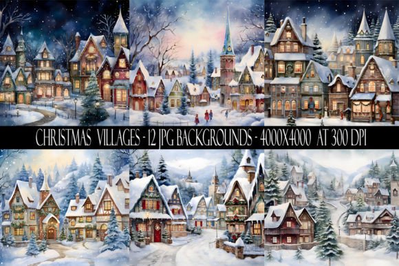 Enchanting Christmas Village Backgrounds for Festive Designs
