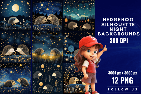 Enchanting Hedgehog Silhouette Night Backgrounds
