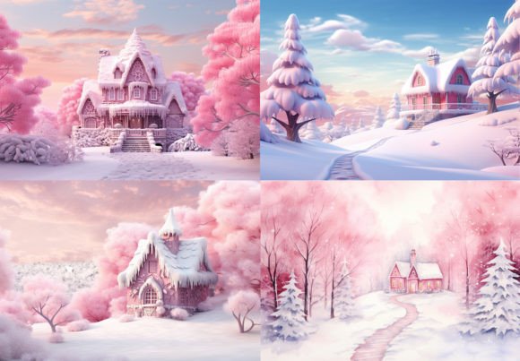 Enchanting Pink Watercolor Christmas Backgrounds