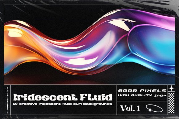 Fluid Curl Iridescent Backgrounds: Dynamic Design Assets