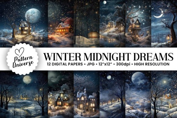 Midnight Winter Dreams: 12 Magical Backgrounds