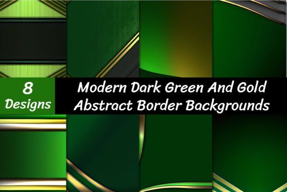 Modern Dark Green and Gold Abstract Border Backgrounds: 3D Render
