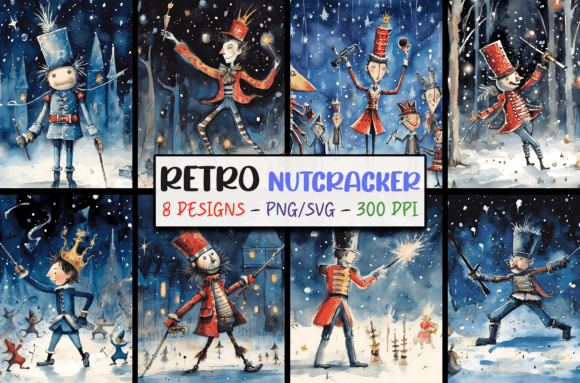 Retro Christmas Backgrounds: Nutcracker Holiday Magic