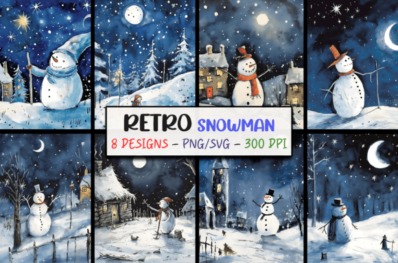 Retro Christmas Backgrounds - Snowman: A Vintage Holiday Essential