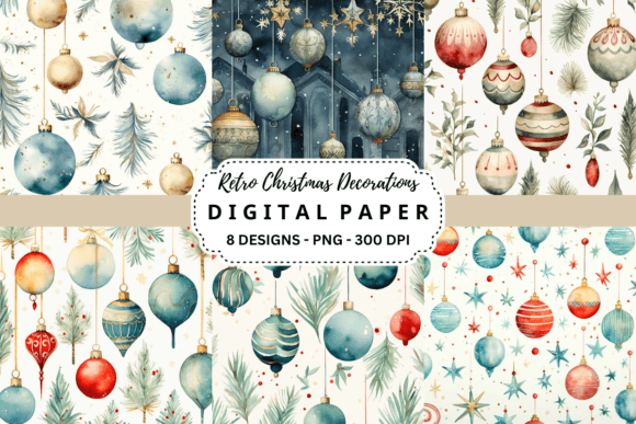 Retro Christmas Decorations Backgrounds for Festive Design