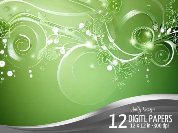 Swirly Green Christmas Backgrounds Paper: Festive Design Assets